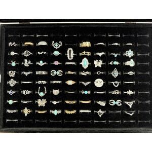 69 PC Boho Style Ring Set With Black Velvet Case
